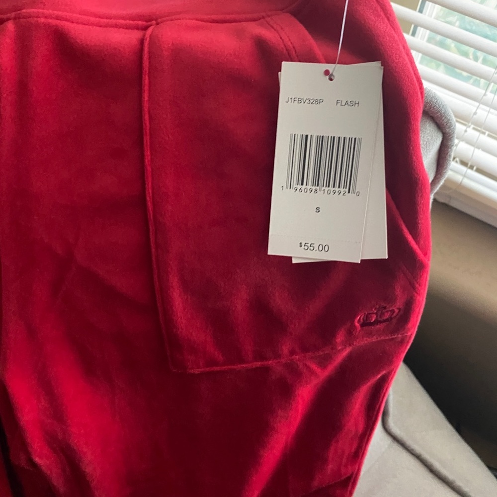 Red juicy couture velour wide leg sweatpants
